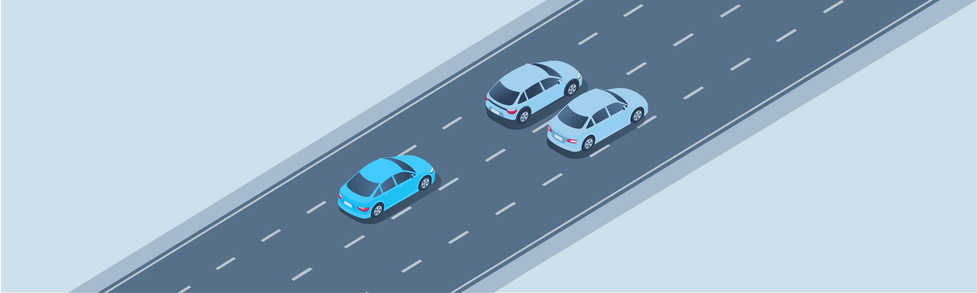 Freeway driving - What should you do if two vehicles are driving side by side ahead of you on a four-lane divided highway and you are in a hurry?