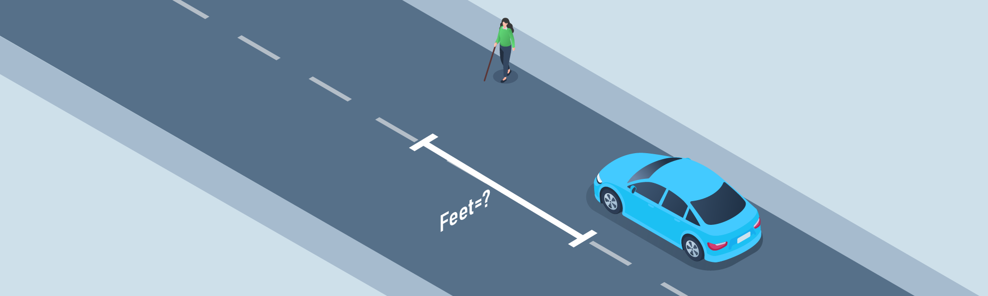 Sharing the road - When a blind pedestrian is crossing any portion of the roadway, even if not at an intersection or crosswalk, how far should you stop from them until they are off the roadway?