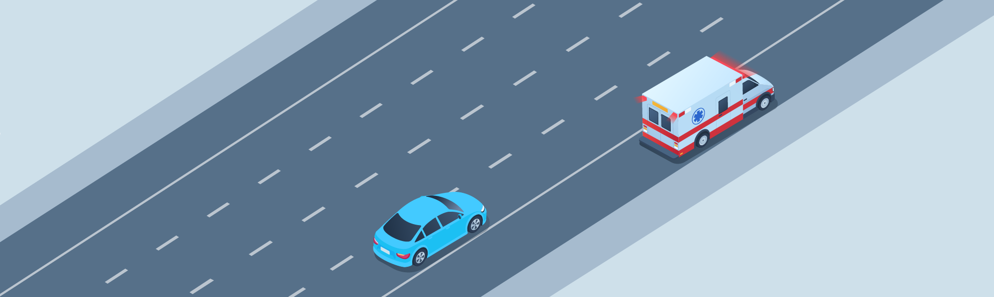 Changing positions - If you approach an emergency vehicle stopped on the right shoulder of an interstate highway with at least two lanes in the same direction: