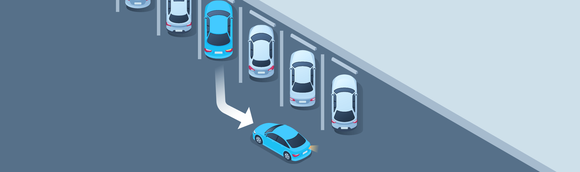 Parking - While reversing out of an angled parking space, turn your vehicle until: