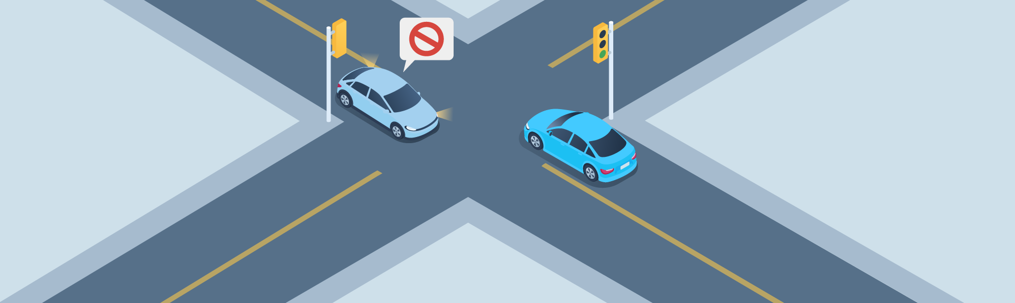 Intersections - What should you do if you have a green light, but a car from the opposite direction runs a red light?