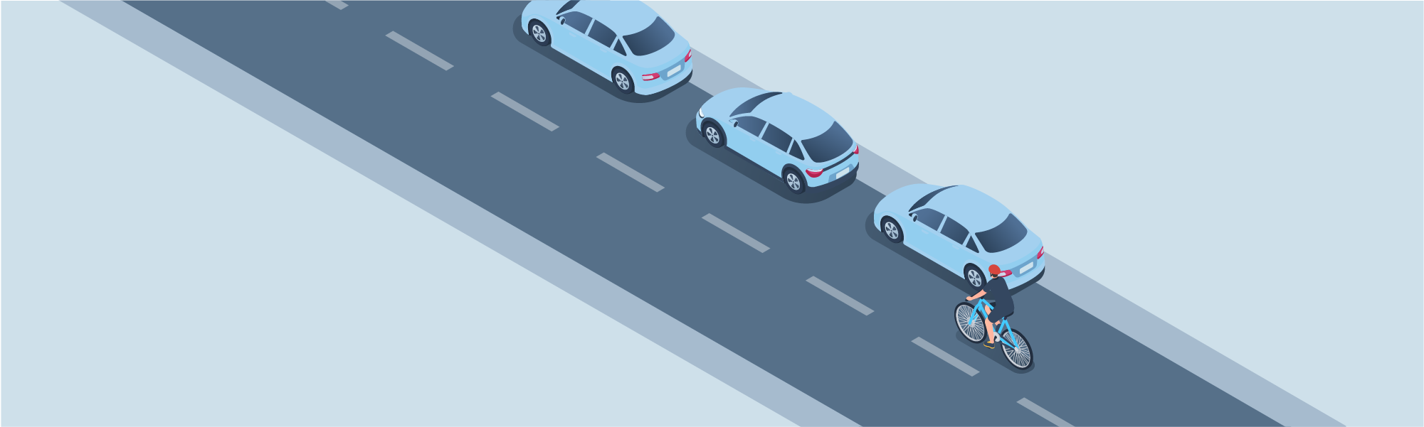 Sharing the road - On roads without shoulders or with cars parked along the right side, often the safest place for a bicyclist to ride is: