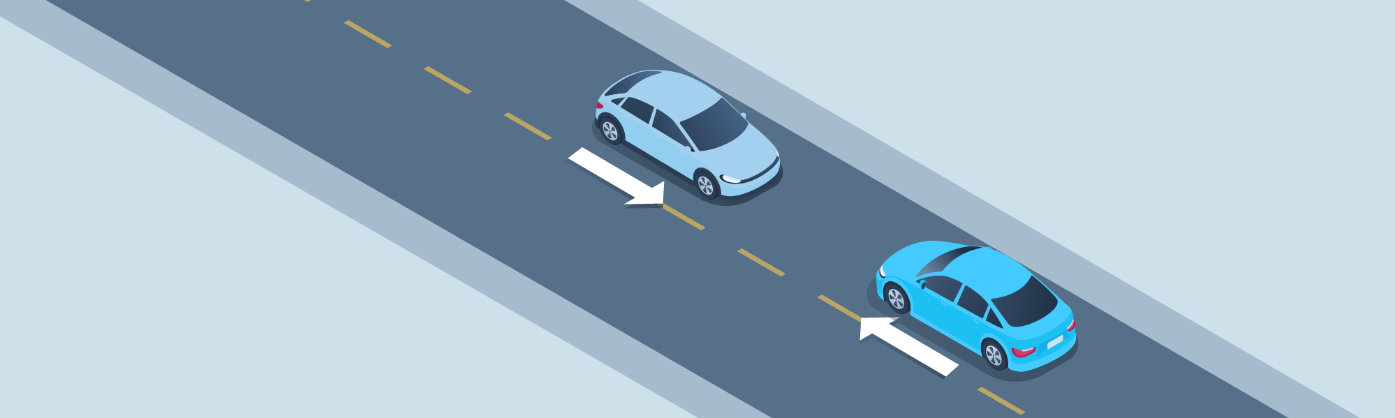 Changing positions - What should you do if a car is coming toward you in your lane?