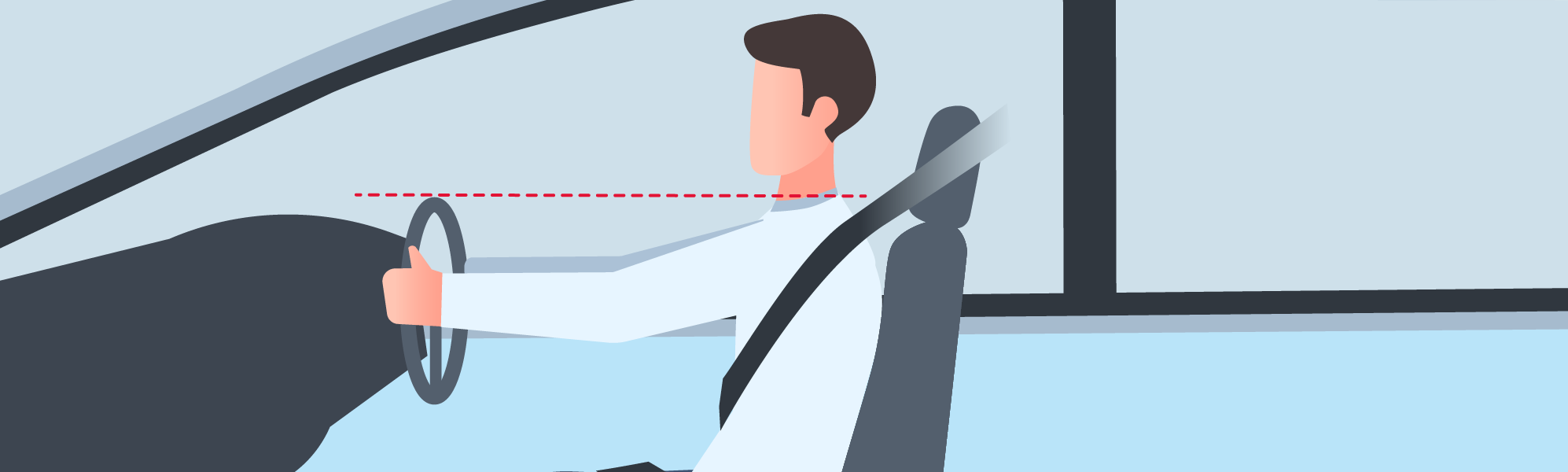 Getting ready to drive - The top of the steering wheel should not be higher than the: