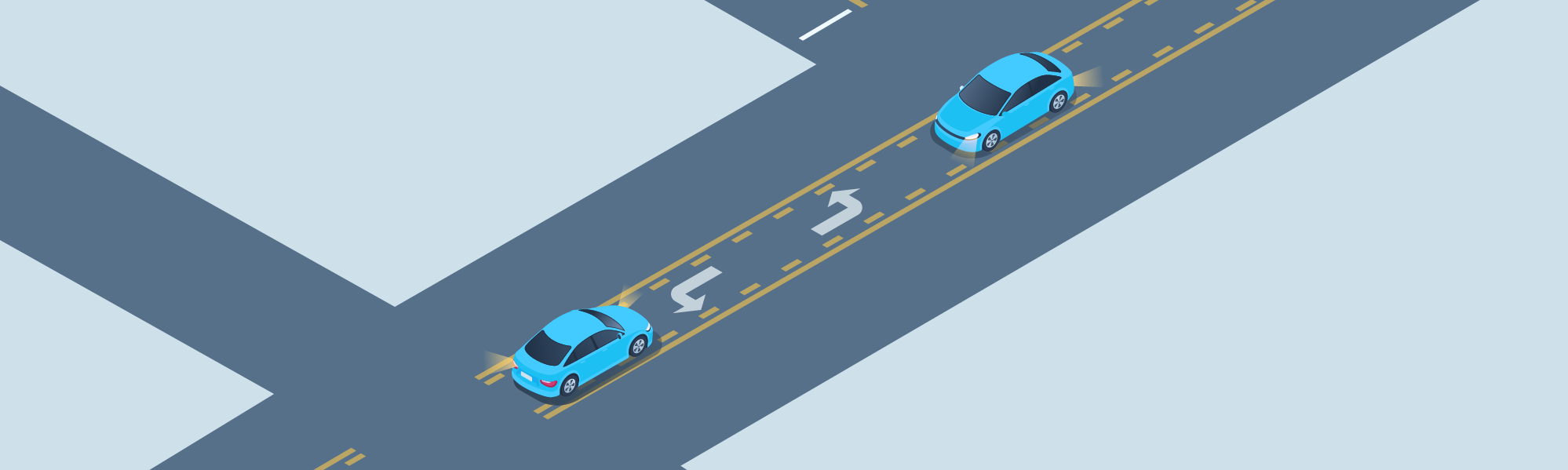 Changing directions - When two vehicles enter a center turn lane from opposite directions, who has the right of way?