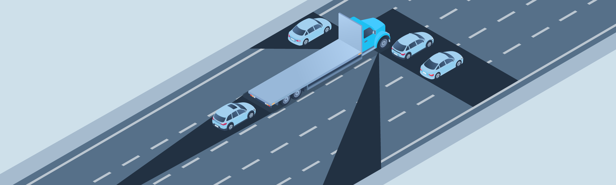 Sharing the road - Which areas are considered blind spots for a truck?
